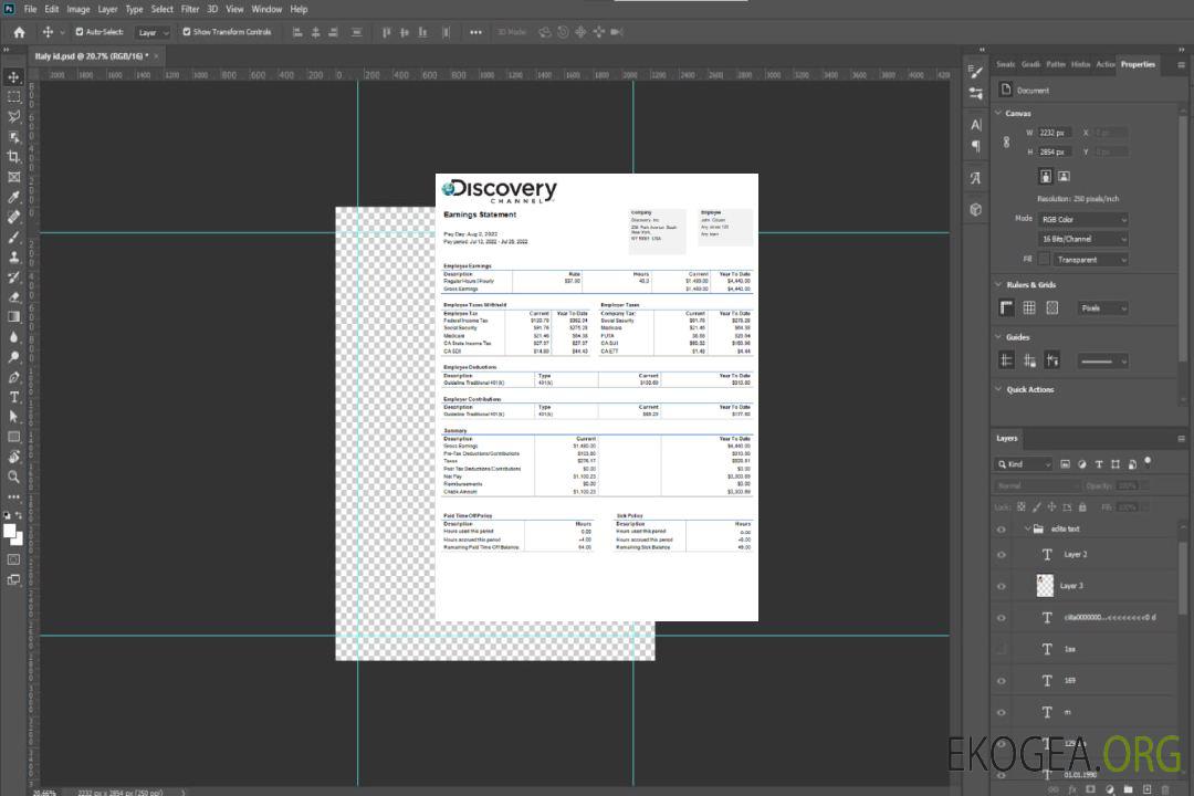 Fiche de paie de la société de divertissement USA Discovery Inc. template Fiche de paie de la société de divertissement USA Discovery Inc. template